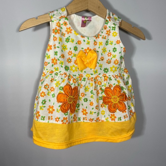 White with Allover Orange Green Yellow Floral Print Sleeveless Top Size 2 - Picture 8 of 8